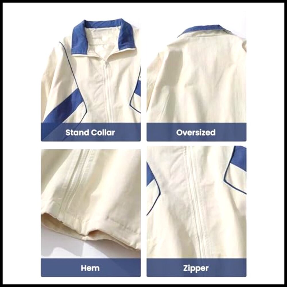 Oversized Varsity Windbreaker Jacket Polyester Y2… - image 6